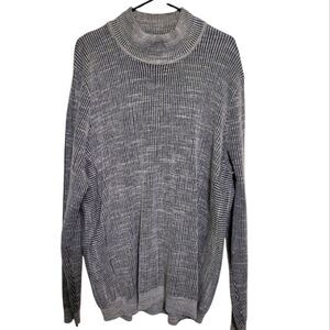 Calibrate Gray Knit Ribbed Mens Cowl Neck 100% Cotton Sweater, Size XXL